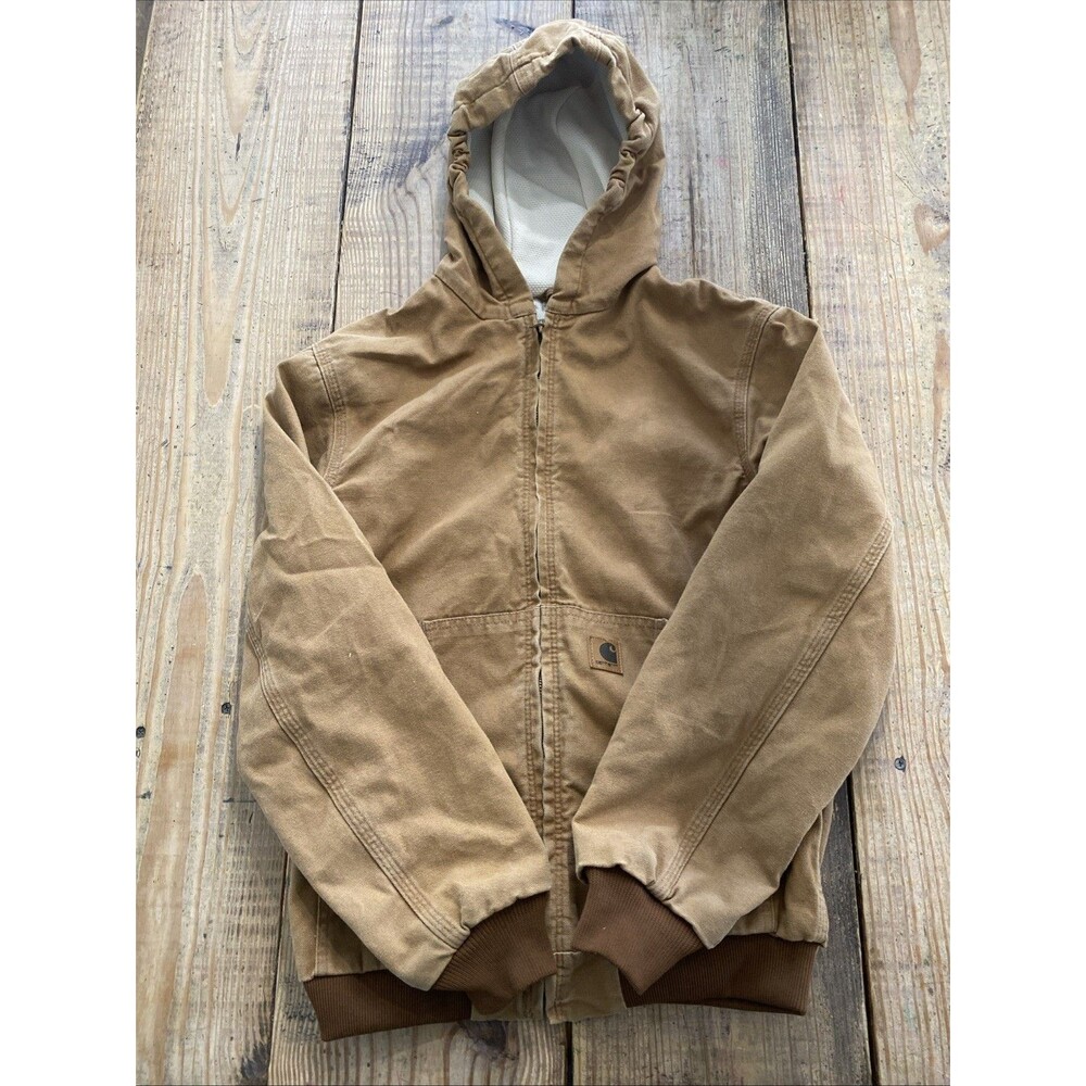 Carhartt Boys' Canvas Insulated Hooded Active Jacket, Youth L (14-16)